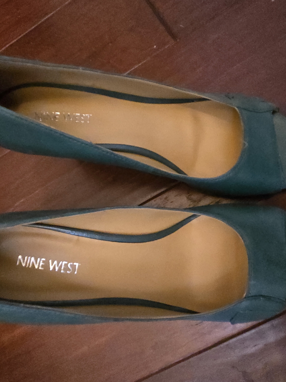Nine West Teal Open-Toe Leather Heels - Picture 4 of 4